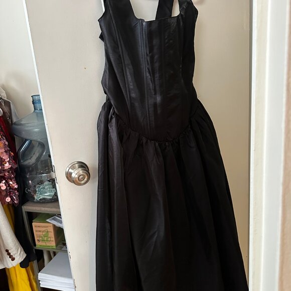 Shiny Taffeta Lace-Up Midi Dress LULUS XL NWT - Picture 6 of 6